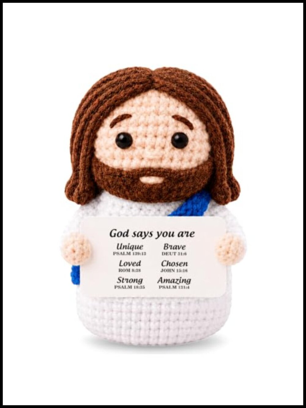 Handmade Crochet Jesus Plush 4.9in Bible Verse Card Religious Gift